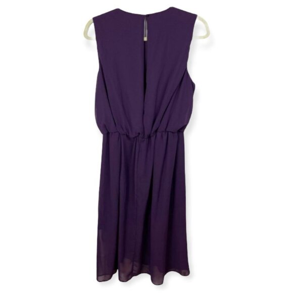 ASOS Purple Back Slit Front Twist Midi Dress Womens Size 10 Midi Shift Faux Wrap - Picture 3 of 7